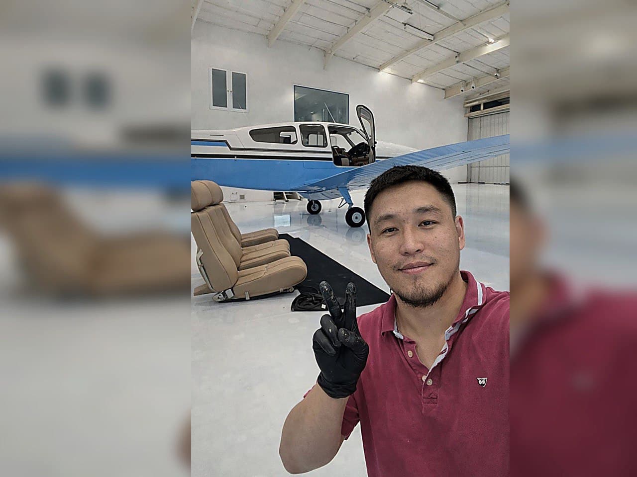 Leather technician working